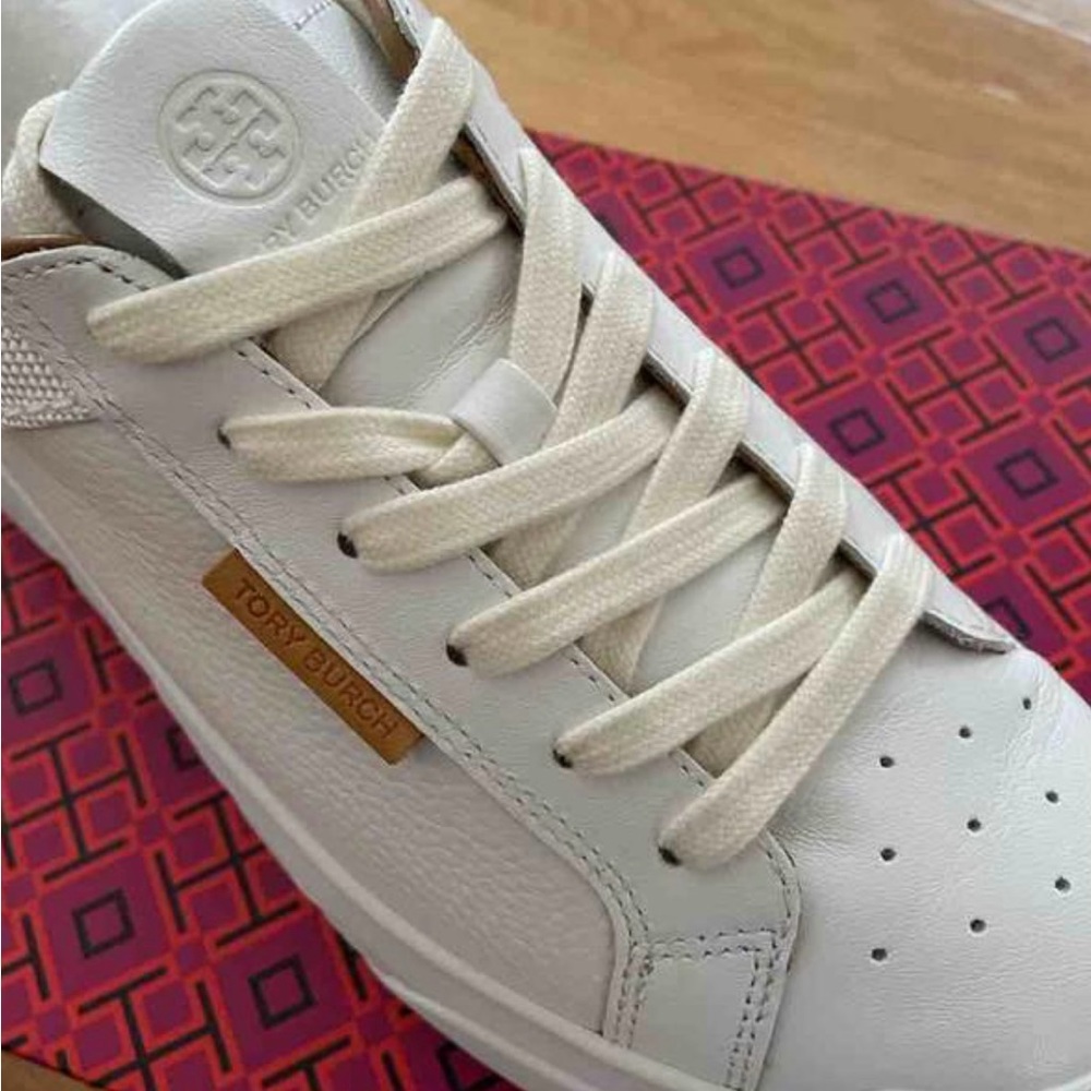 Tory Burch Cream Leather Sneakers
